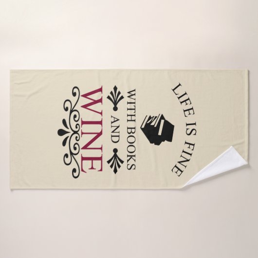 lustiges Zitat für Bücher und Weinliebhaber Badehandtuch (Badehandtuch)