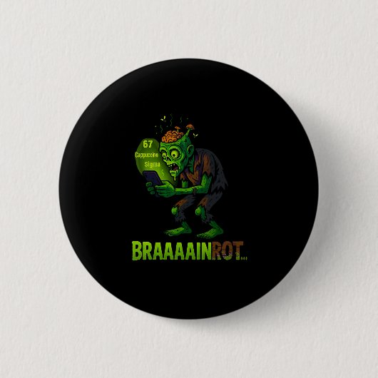 Lustiges Zombie-Brainrot-Meme 6 7 Halloween-Jungen Button (Vorderseite)