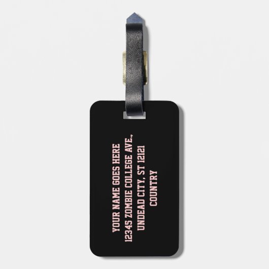 Lustiges Zombie-Uni-Logo Gepäckanhänger (Rückseite vertikal)