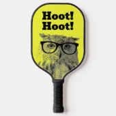 Lustigste Eule mit schwarzer Brille Pickleball Schläger (Vorderseite)