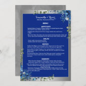 Lustrosa Silver, Blue Azure Dreams Dinner Menu Einladung (Vorne/Hinten)