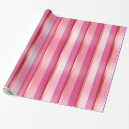 Lustrous Elegance Berry Pink und Gold gestreift Geschenkpapier