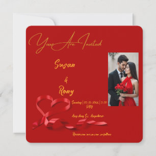Lustrous Liebe: Einladung zur Hochzeit in Rot und 