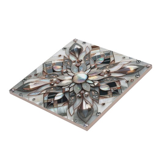 Lustrous Symmetry - Mutter des Perl Designer Tile Fliese (Seite)