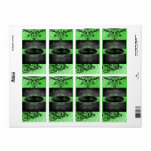 Lusziale Vintage grüne Scroll Hochzeitsweinmarke (Vorne)