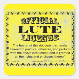 Lute License Square Aufkleber