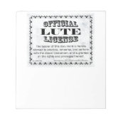 Lute Lizenz Notizblock (Vorderseite)