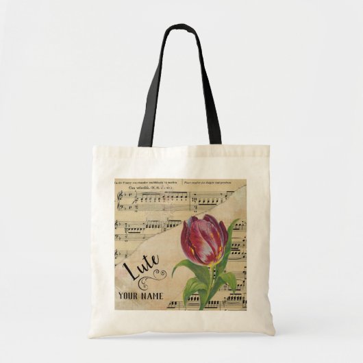 Lute Tulip Vintag Sheet Music - kundenspezifisch Tragetasche (Vorne)