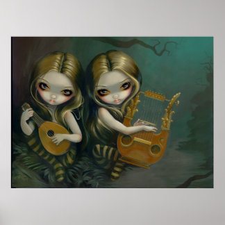 Lute und Lyre gotische Märchen Nymphe Kunst, Dicht Poster