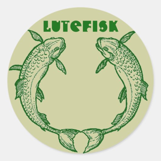 Lutefisk Fish Canning Jar STICKERS! Kalamojakka Runder Aufkleber (Vorderseite)