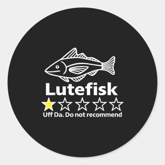 Lutefisk Highly Recommend Funny For Men Women  Runder Aufkleber (Vorderseite)