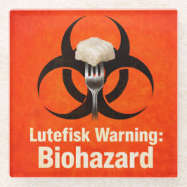 Lutefisk Warnung: Biogefährdung – Lustiges Skandin Glasuntersetzer