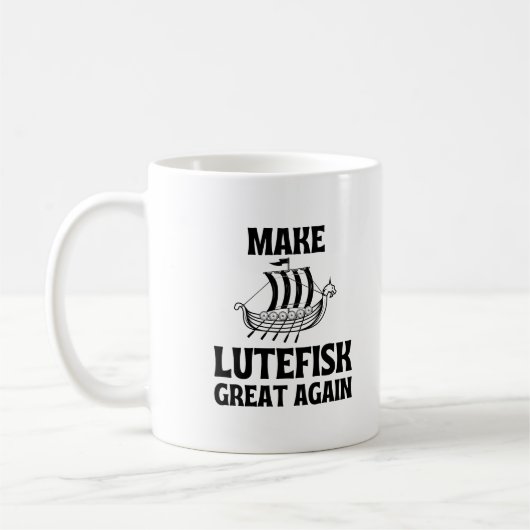 Lutefisk wieder großartig Humorvollen Stinkenfisch Kaffeetasse (Links)