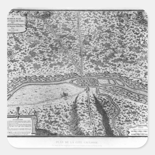 Lutetia oder der erste Plan von Paris Quadratischer Aufkleber (Vorderseite)