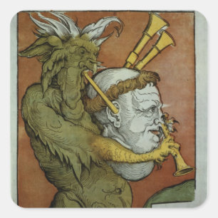 Luther as the Devil's Bagpipe, c.1535 Quadratischer Aufkleber