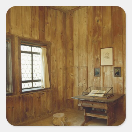 Luther Room auf Wartburg Quadratischer Aufkleber (Vorderseite)
