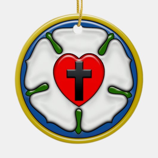 Luther Rose Embossed Look Keramik Ornament (Vorne)