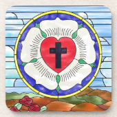 Luther Rose Glass Window Untersetzer (Vorderseite)