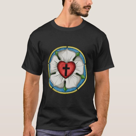 Luther Rose Siegel Lutheran Symbol Christlich Cros T-Shirt (Vorderseite)