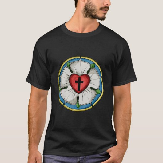 Luther Rose Siegel Lutheran Symbol Christlich Cros T-Shirt (Vorderseite)