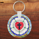 Luther Rose Stached Glass Basic Button Schlüsselan Schlüsselanhänger (Vorderseite)