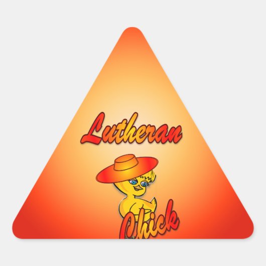 Lutheran Chick #5 Dreieckiger Aufkleber (Vorderseite)