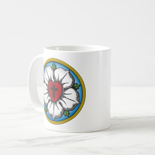 Lutherische Rose Kaffeetasse (Vorderseite Links)
