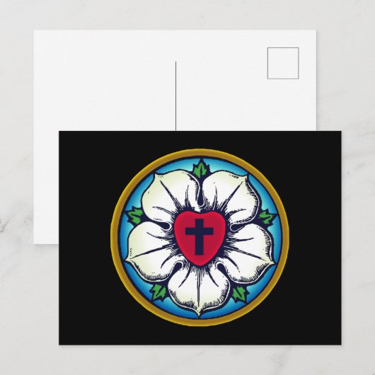 Lutherische Rose Postkarte (Vorne/Hinten)