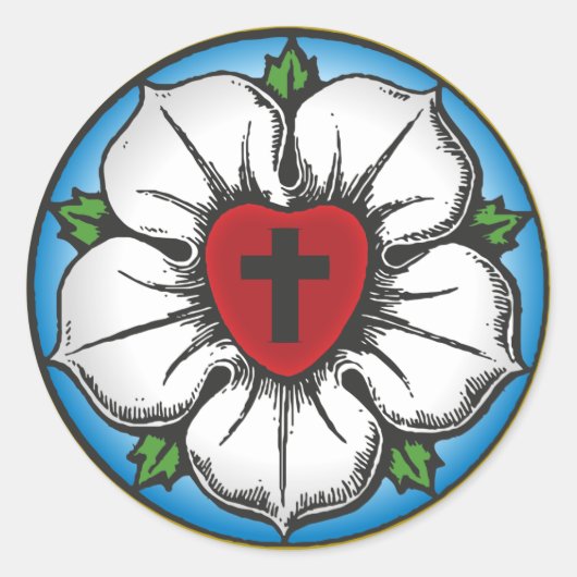 Lutherische Rose Runder Aufkleber (Vorderseite)