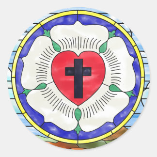 Lutherrose-Buntglasfenster Runder Aufkleber