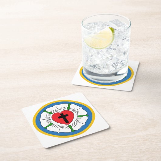 Luthers Rose Rechteckiger Pappuntersetzer (Vor Ort)