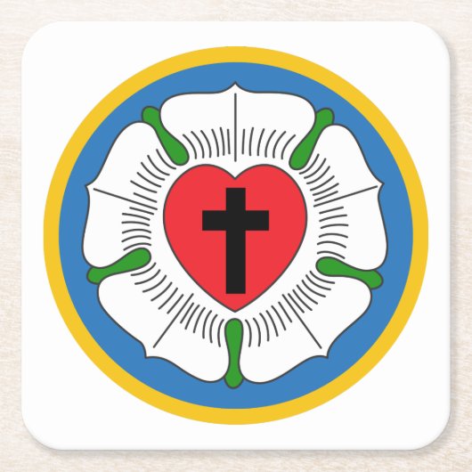 Luthers Rose Rechteckiger Pappuntersetzer (Vorderseite)