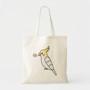 Lutino Cartoon Nymphensittich Papagei Vogel Liebe Tragetasche