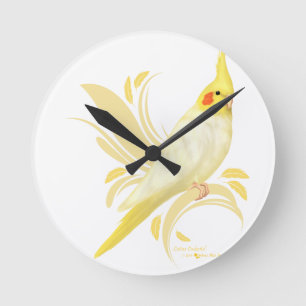 Lutino Cockatiel Runde Wanduhr