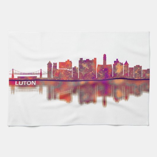 Luton England Skyline Geschirrtuch (Horizontal)