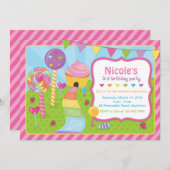 Lutscher-Einladung/Candyland Einladung (Vorne/Hinten)