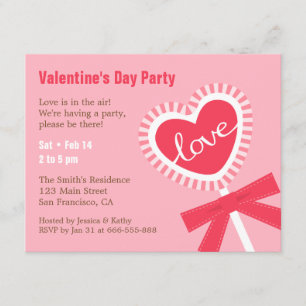 Lutscher-Herzbonbon Valentinstag Party Einladungen