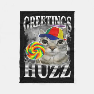 Lutscher-Katze-Meme-Grüße Huzz Lustige Alberne Kat Fleecedecke