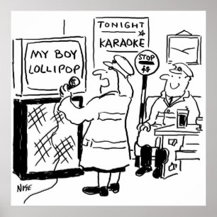 Lutscher-Mann genießt Karaoke Poster