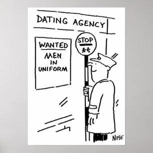 Lutscher-Mann liest ein Inserat einer Partnervermi Poster