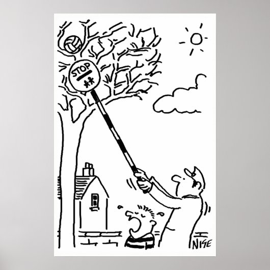 Lutscher-Mann rettet Ball aus Baum Poster (Vorne)