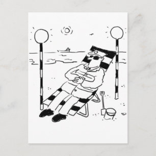 Lutscher-Mann sonnt sich. Surreal Postkarte