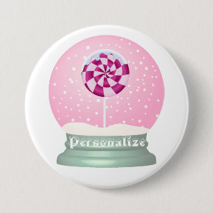 Lutscher-Schneekugel süßes rosa Mädchen Winter Button