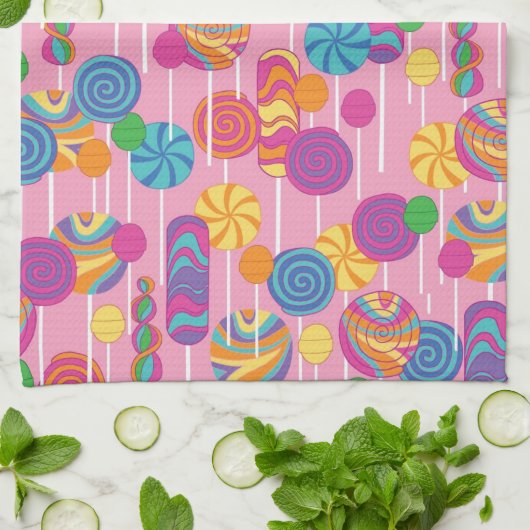 Lutscher-Süßigkeits-Muster Geschirrtuch (Gefaltet)
