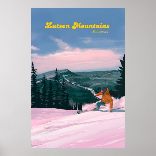 Lutsen Mountains Skigebiet Reiseplakat Poster (Vorne)