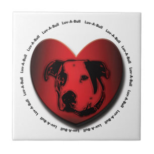 Luv-A-Bull American Bulldog Pit Bull Heart Fliese