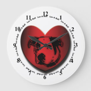 Luv-A-Bull American Bulldog Pit Bull Heart Große Wanduhr