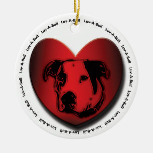 Luv-A-Bull American Bulldog Pit Bull Heart Keramik Ornament
