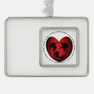 Luv-A-Bull American Bulldog Pit Bull Heart Rahmen-Ornament Silber