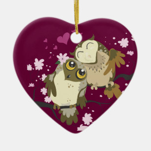 Luv Birds~owl Verzierungen Keramikornament